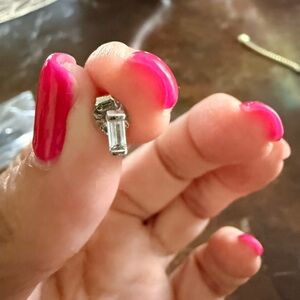 Sterling Silver Baguette-Cut Cubic Zirconia Stud Earrings with Post